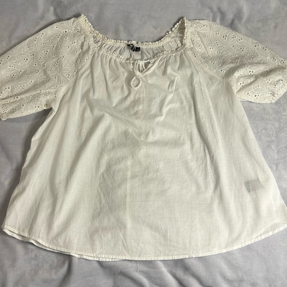 Unique Spectrum White Eyelet Blouse